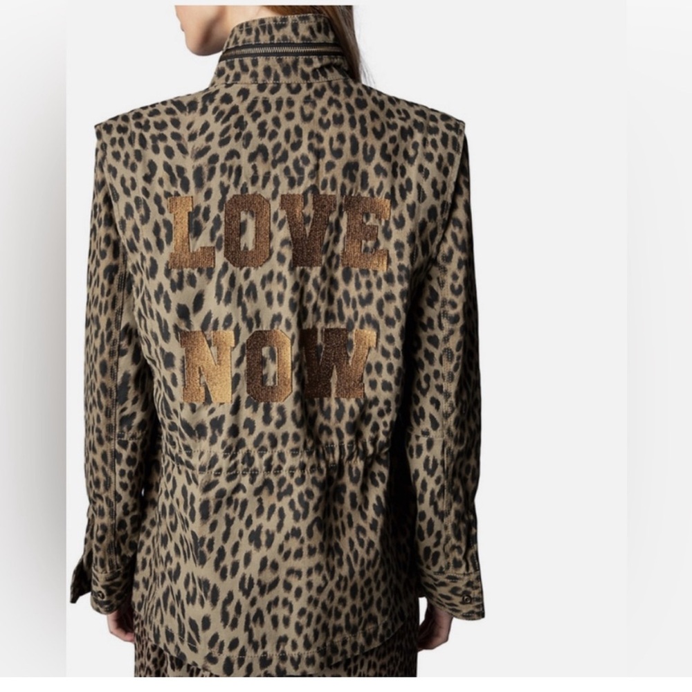 Zadig & Voltaire Kayaka Canvas animal print leopard Jacket Love Now XSmall